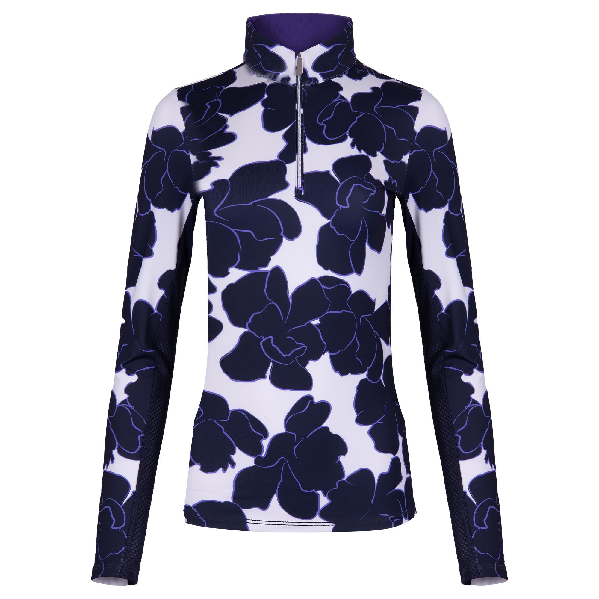 KJUS Sunshine Printed Half Zip Ladies Golf Mid Layer White/Atlanta Blue